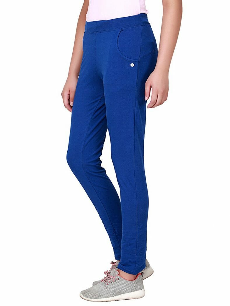 Floret Blue Track Pants For Womens, P-20023