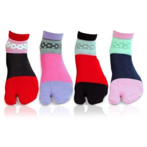 Bonjour Women`s Abstract Design Thumb Ankle Socks Pack of 4 Pcs