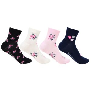 Bonjour Women`s Florel Ankle Socks Pack of 4 Pcs