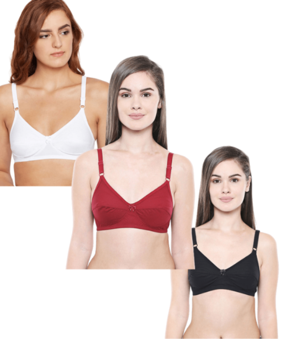 Buy Bodycare Sports Bra In Pink-Red-Black Color - Pack Of 3 online