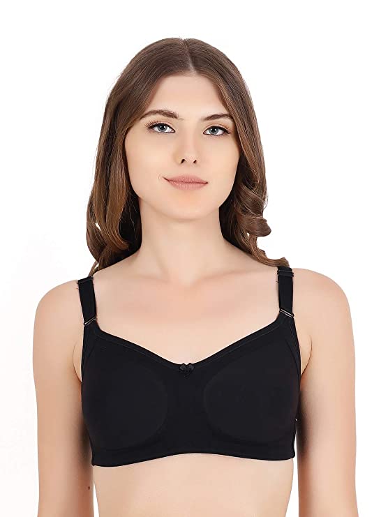 Floret Full Coverage Non Padded Bra In Black Color Size 34, T-3033