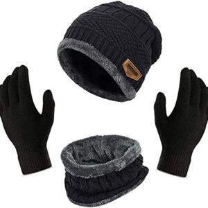 Unisex Winter Woollen Cap With Neck Scarf Set & Hand Gloves