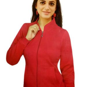 Melini Red Color Front Zip Jacket for Women