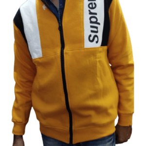 Men’s Front Zip Full Sleeves Sweatshirt In Yellow Color