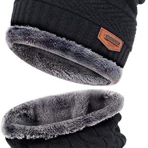 Unisex Winter Woollen Cap With Neck Scarf Set